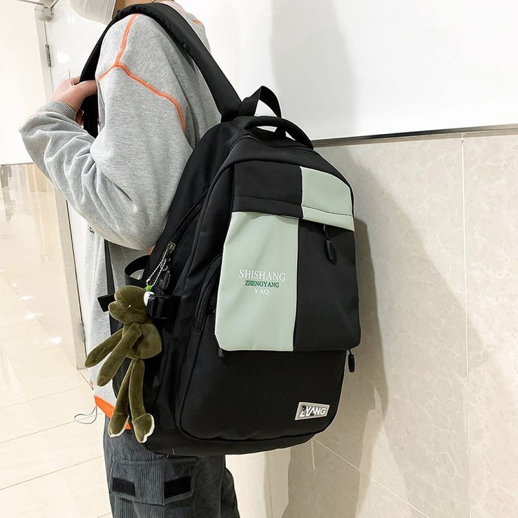 Unisex ranac Harajuku stila, s kontrastnim bojama, od najlona, 20–35 l, za školu