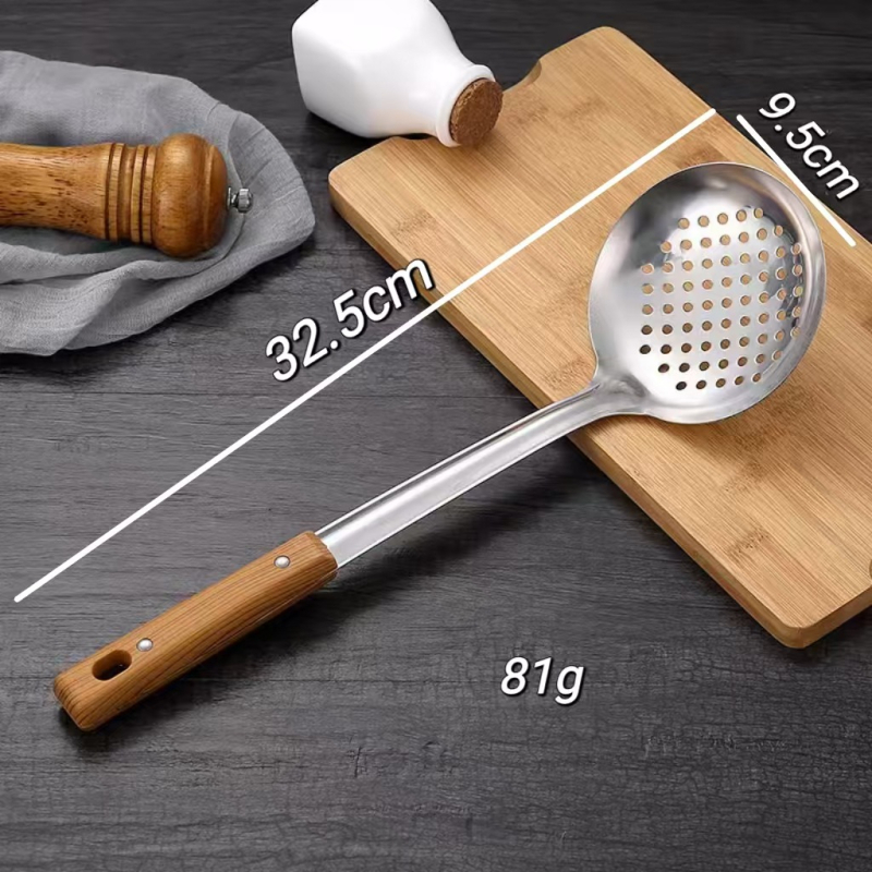 Set de ustensile de bucătărie din oțel inoxidabil: spatulă, lingură cu sită, lingură de supă, lingură pentru orez, spatulă pentru prăjit, spatulă pentru wok