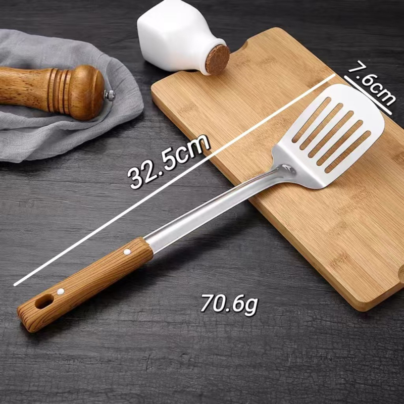 Set de ustensile de bucătărie din oțel inoxidabil: spatulă, lingură cu sită, lingură de supă, lingură pentru orez, spatulă pentru prăjit, spatulă pentru wok