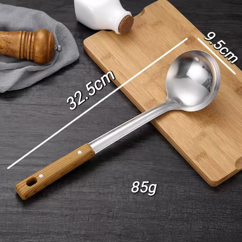 Set de ustensile de bucătărie din oțel inoxidabil: spatulă, lingură cu sită, lingură de supă, lingură pentru orez, spatulă pentru prăjit, spatulă pentru wok