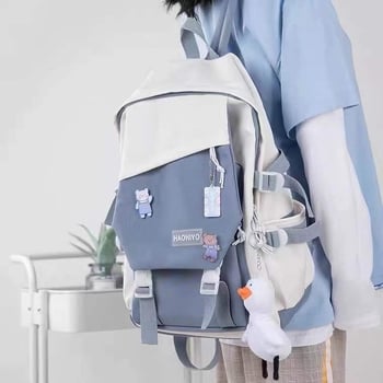 Ruksak za laptop s kontrastnim bojama, velik kapacitet, Harajuku stil za žene