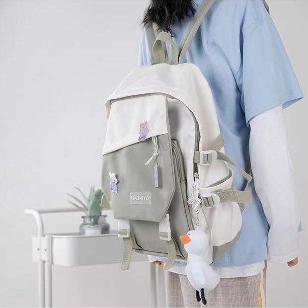 Ruksak za laptop s kontrastnim bojama, velik kapacitet, Harajuku stil za žene