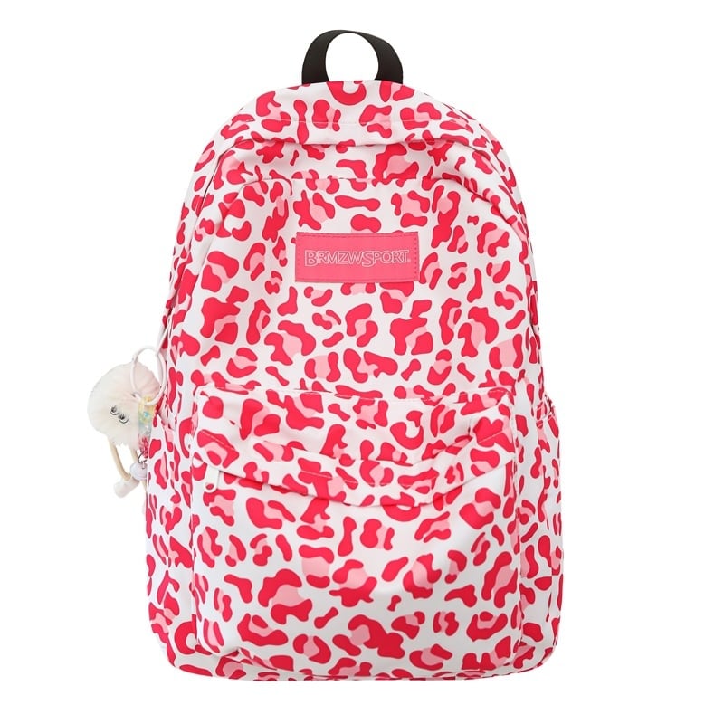Unisex ruksak Harajuku stilom s leopard uzorkom i kravjim motivom, 20–35 L, za 15-inčni prijenosnik, najlon, lagan školski ruksak
