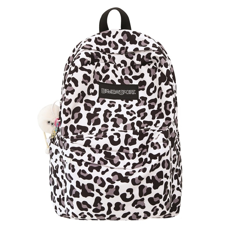 Unisex ruksak Harajuku stilom s leopard uzorkom i kravjim motivom, 20–35 L, za 15-inčni prijenosnik, najlon, lagan školski ruksak