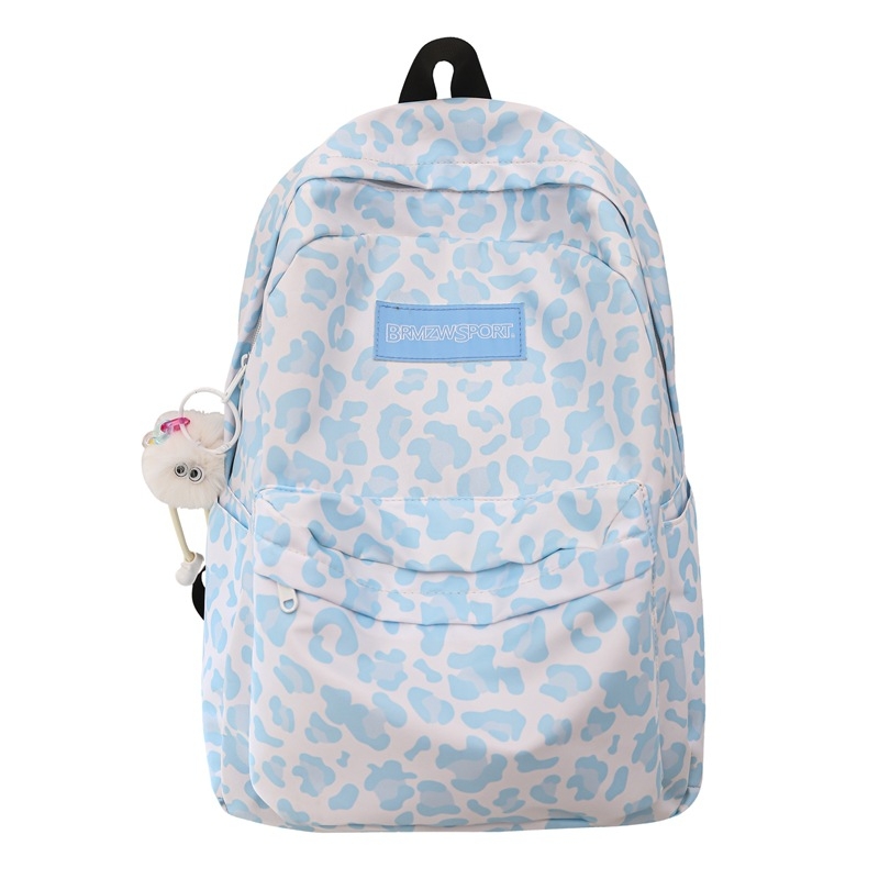 Unisex ruksak Harajuku stilom s leopard uzorkom i kravjim motivom, 20–35 L, za 15-inčni prijenosnik, najlon, lagan školski ruksak