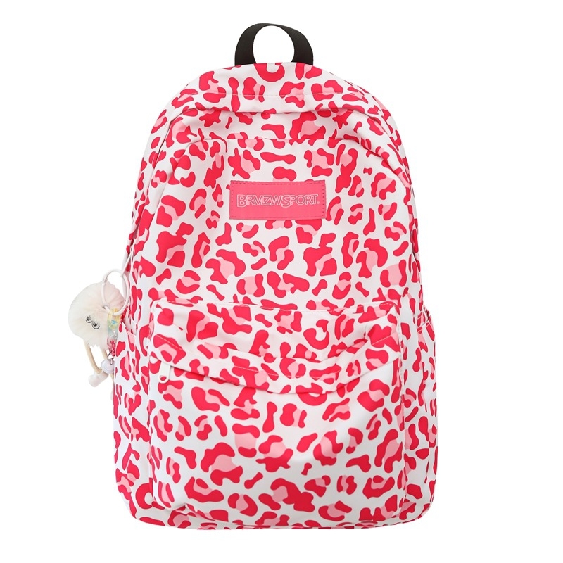 Unisex ruksak Harajuku stilom s leopard uzorkom i kravjim motivom, 20–35 L, za 15-inčni prijenosnik, najlon, lagan školski ruksak