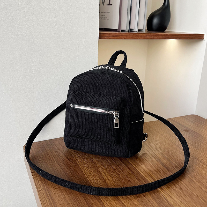 Mali ruksak od corduroya, Harajuku stil, jednobojna boja, korejski dizajn, retro minimalistički, za studente i svakodnevnu uporabu