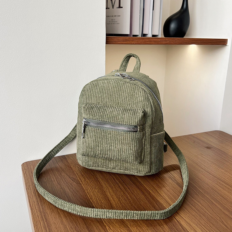 Mali ruksak od corduroya, Harajuku stil, jednobojna boja, korejski dizajn, retro minimalistički, za studente i svakodnevnu uporabu