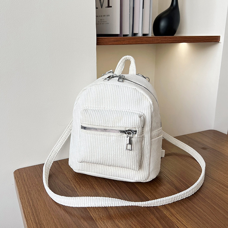 Mali ruksak od corduroya, Harajuku stil, jednobojna boja, korejski dizajn, retro minimalistički, za studente i svakodnevnu uporabu