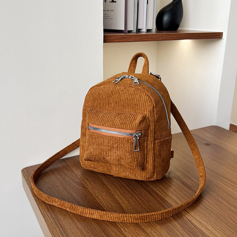 Mali ruksak od corduroya, Harajuku stil, jednobojna boja, korejski dizajn, retro minimalistički, za studente i svakodnevnu uporabu