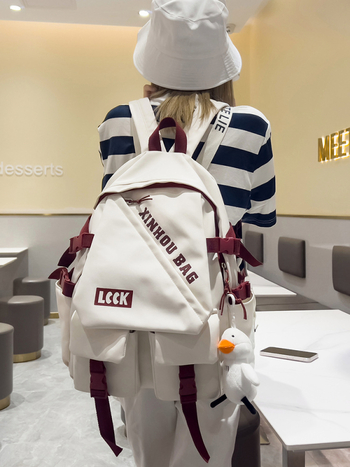 Harajuku stil ruksaka za kampus, patchwork dizajn, velik kapacitet za srednjoškolce i studente