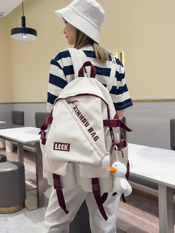 Harajuku stil ruksaka za kampus, patchwork dizajn, velik kapacitet za srednjoškolce i studente