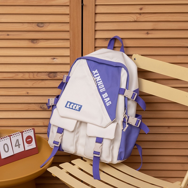 Harajuku stil ruksaka za kampus, patchwork dizajn, velik kapacitet za srednjoškolce i studente