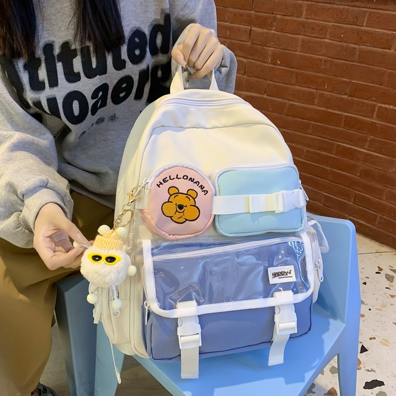 Ruksak u korejskom stilu Ins, Harajuku s blokovima boja, unisex, lagan, kapacitet 20–35 L, za 10-inčni prijenosnik