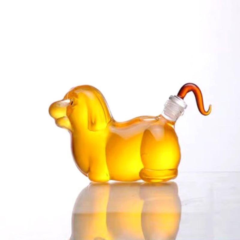 Douăsprezece zodii, decantor din sticlă în formă de animal, borosilicată, obiect de colecție