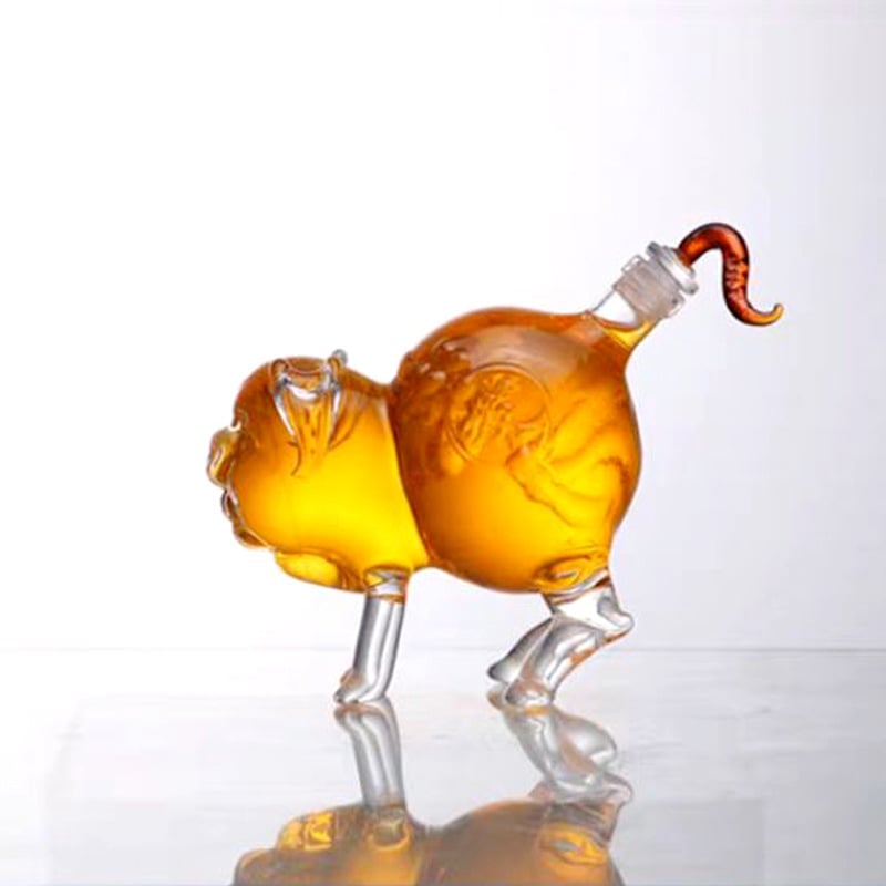 Douăsprezece zodii, decantor din sticlă în formă de animal, borosilicată, obiect de colecție