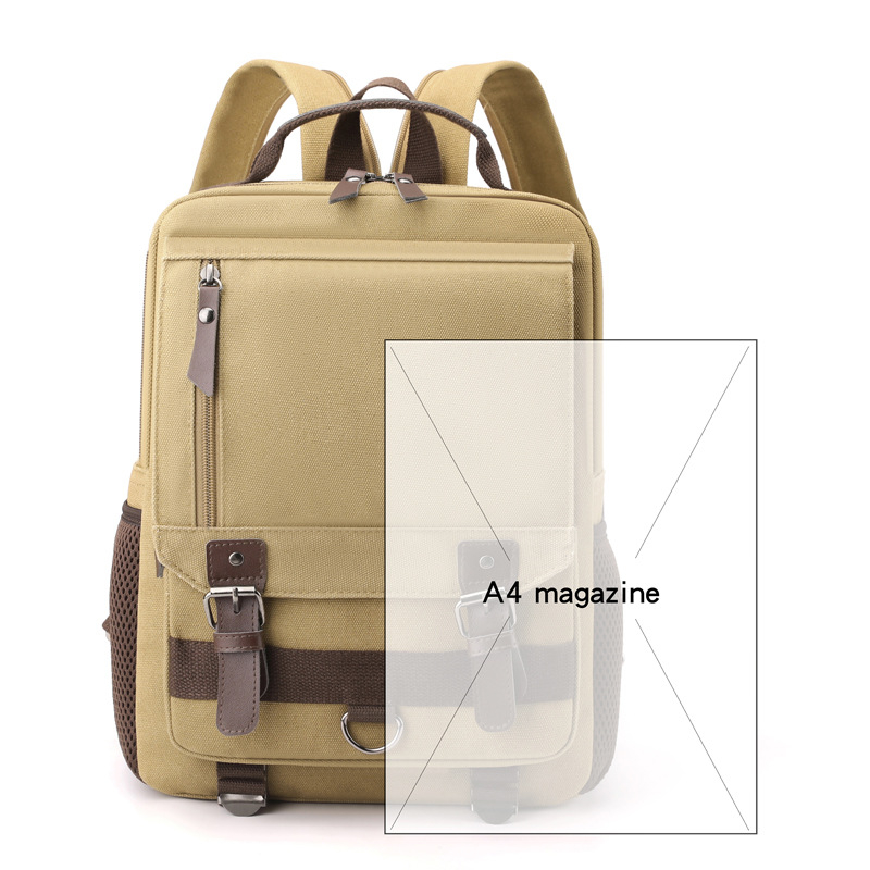 Platneni ruksak, jednobojan, velik kapacitet 20–35 L, casual retro stil, unisex, za 14-inčni prijenosnik