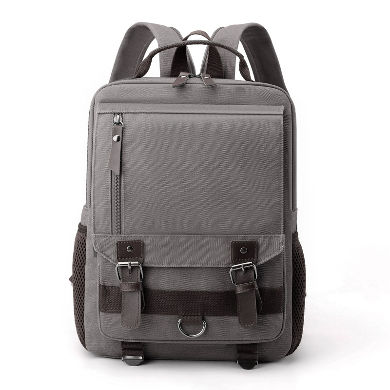 Platneni ruksak, jednobojan, velik kapacitet 20–35 L, casual retro stil, unisex, za 14-inčni prijenosnik