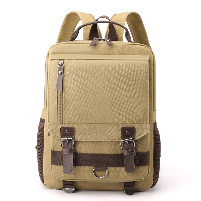 Platneni ruksak, jednobojan, velik kapacitet 20–35 L, casual retro stil, unisex, za 14-inčni prijenosnik