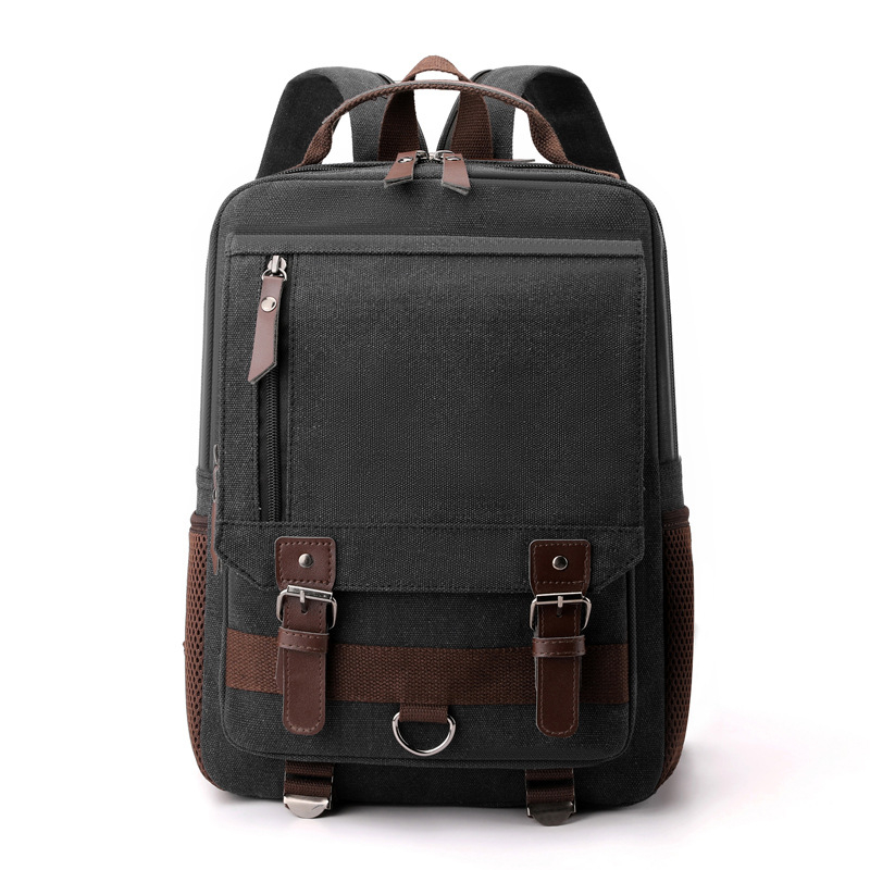 Platneni ruksak, jednobojan, velik kapacitet 20–35 L, casual retro stil, unisex, za 14-inčni prijenosnik