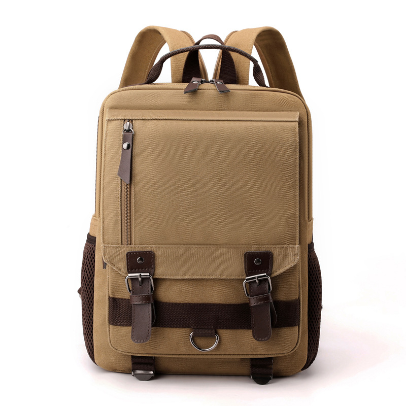 Platneni ruksak, jednobojan, velik kapacitet 20–35 L, casual retro stil, unisex, za 14-inčni prijenosnik