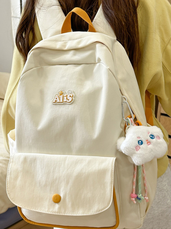 Unisex ruksak za školu od najlona, japanskog stila, jednobojan, opušten gradski stil, 20–35 L, za 14-inčni laptop