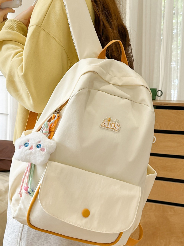 Unisex ruksak za školu od najlona, japanskog stila, jednobojan, opušten gradski stil, 20–35 L, za 14-inčni laptop