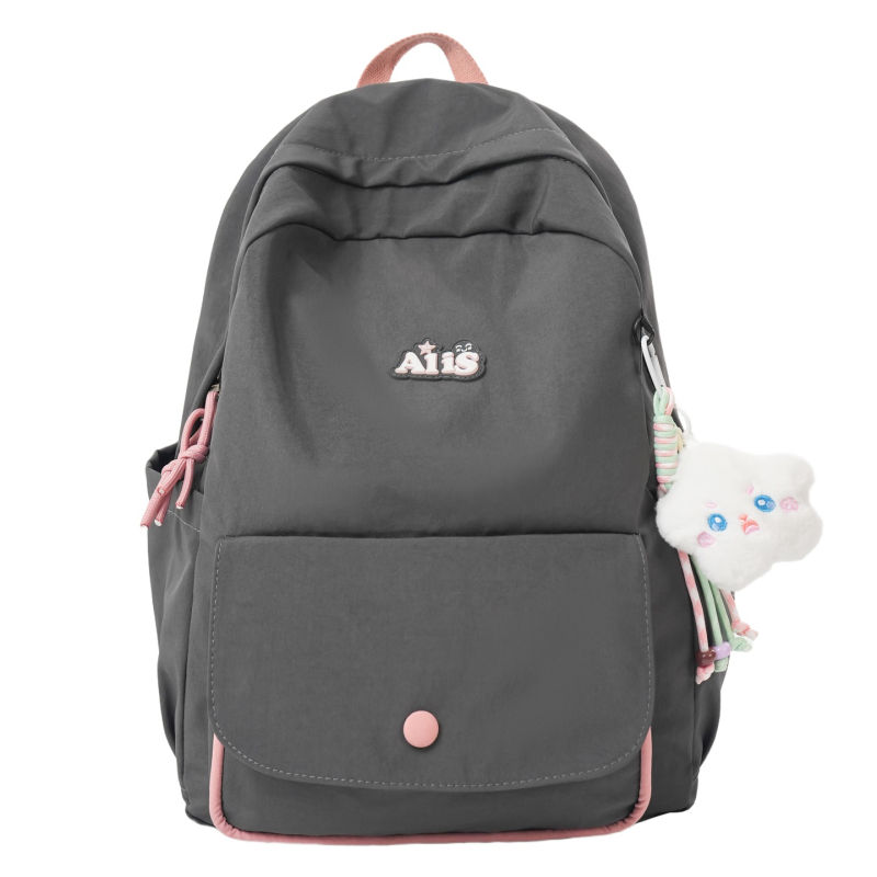 Unisex ruksak za školu od najlona, japanskog stila, jednobojan, opušten gradski stil, 20–35 L, za 14-inčni laptop