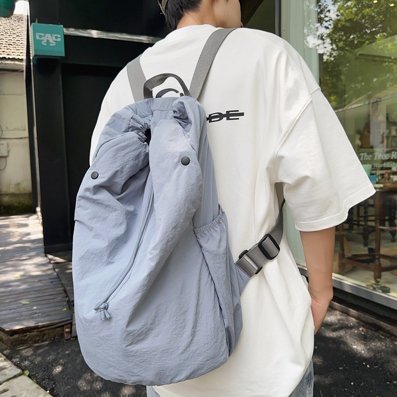 Unisex najlon torba s vrpcom, jednobojna, korejskog stila retro tote, svakodnevno nošenje, volumen 20–35 L, ultra lagana.