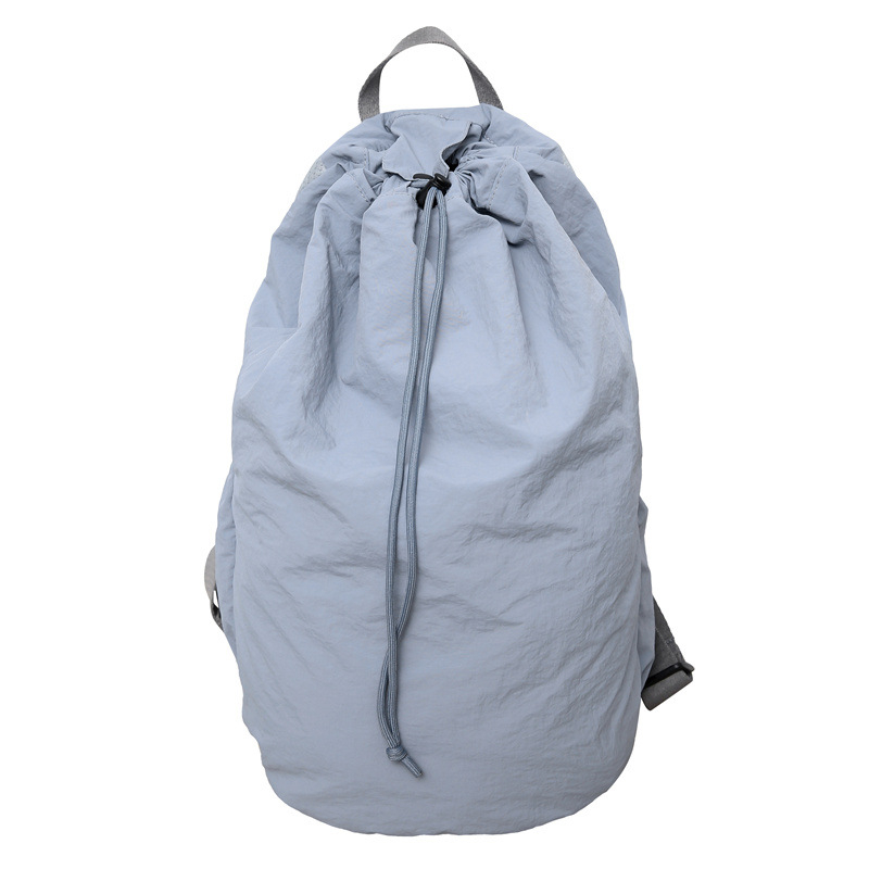 Unisex najlon torba s vrpcom, jednobojna, korejskog stila retro tote, svakodnevno nošenje, volumen 20–35 L, ultra lagana.