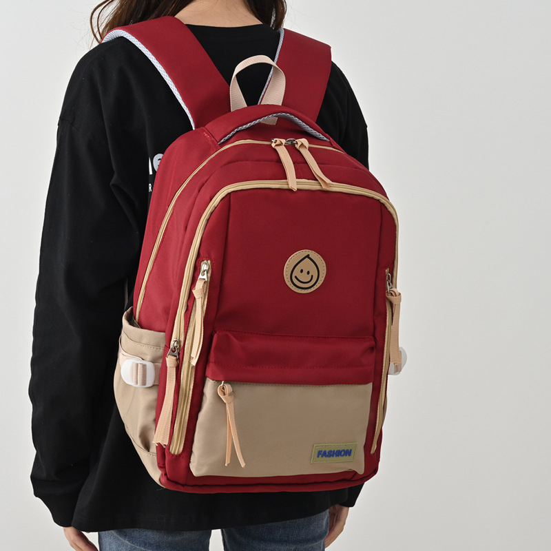 Ruksak s dizajnom color-block u korejsko-japanskom stilu, unisex, 20–35 L, za 14-inčni prijenosno računalo, svakodnevna uporaba