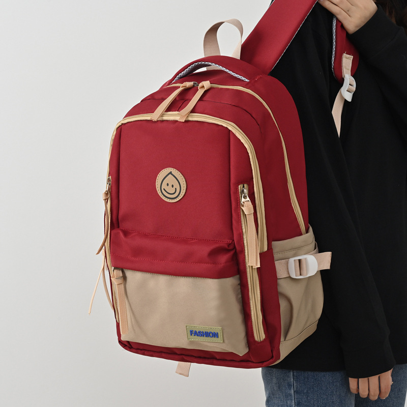 Ruksak s dizajnom color-block u korejsko-japanskom stilu, unisex, 20–35 L, za 14-inčni prijenosno računalo, svakodnevna uporaba