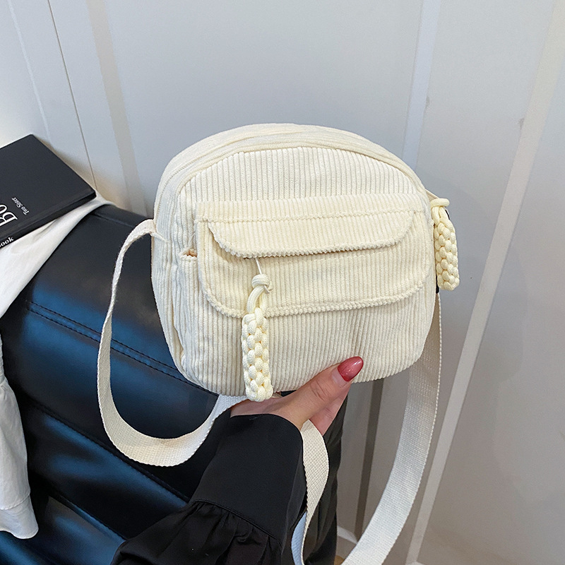 Vintage Corduroy ženska torbica preko ramena – crossbody, jednostavan japanski stil, svakodnevna torbica za mobitel