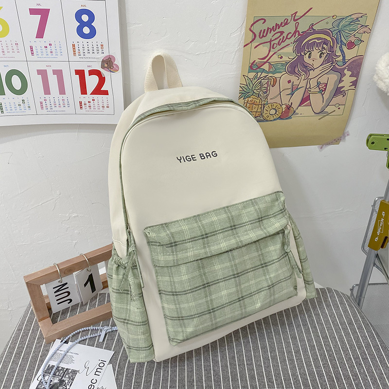 Harajuku Mori platneni ruksak za djevojke s kariranim uzorkom, svjež stil, 20–35 L, pogodan za 13-inčni laptop