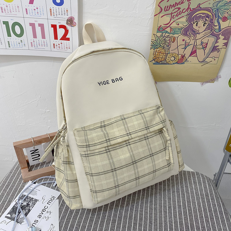 Harajuku Mori platneni ruksak za djevojke s kariranim uzorkom, svjež stil, 20–35 L, pogodan za 13-inčni laptop