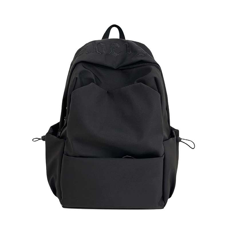 Unisex nylon ruksak, jednobojan, svjež minimalistički stil, ruksak za 14-inčni laptop, Mori stil šivane slova, putni ruksak