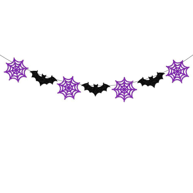 Decorațiune de Halloween cu lilieci și păianjeni — ghirlande suspendate