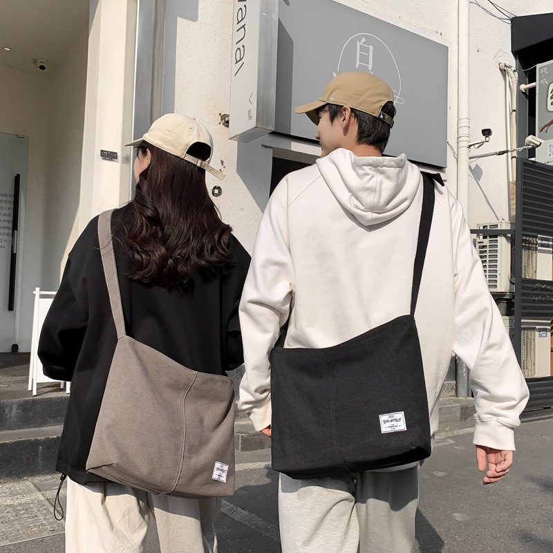 Jednobojna platnena torba preko ramena, srednje veličine, Harajuku gradski stil, pogodna za parove