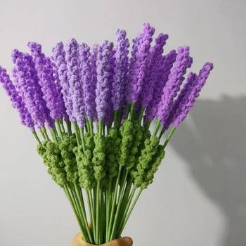 Buchet de lavandă tricotat manual — flori artificiale pentru decor, stil pastoral