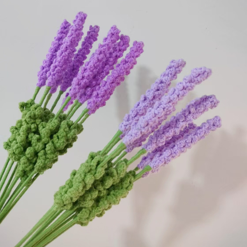 Buchet de lavandă tricotat manual — flori artificiale pentru decor, stil pastoral