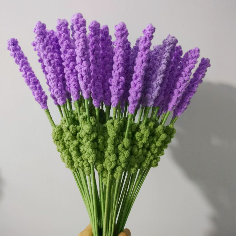 Buchet de lavandă tricotat manual — flori artificiale pentru decor, stil pastoral
