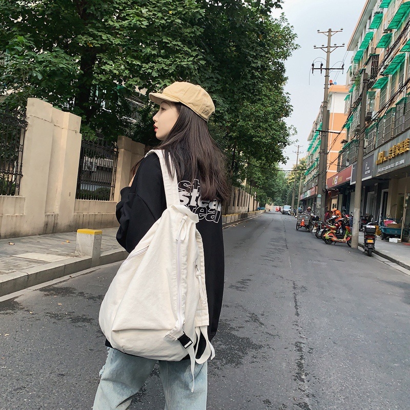 Ruksak u japanskom stilu, velika kapaciteta 20–35 L, 2023. model, unisex, casual streetwear, jednobojan platneni ruksak, za 14-inčni prijenosnik