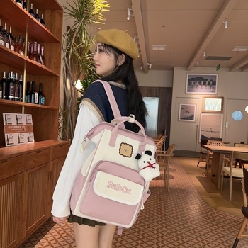 Ženski ruksak INS stilom s japanskim utjecajem, kontrastne boje, svakodnevni minimalistički mali ruksak za učenice i studente