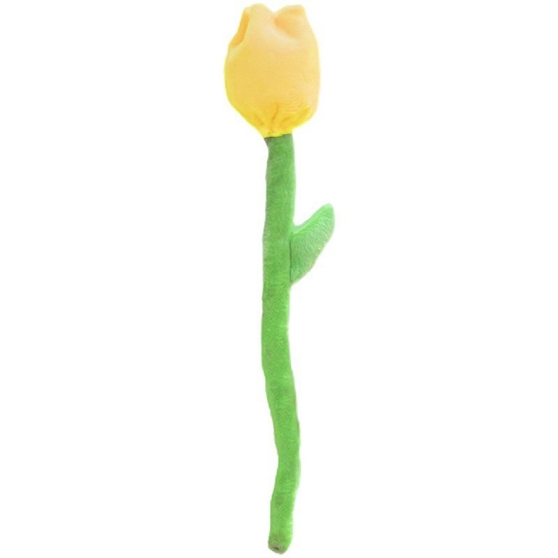Buchet de lalele textile cu trandafir pluș – flori artificiale decorative pentru Ziua Copilului.