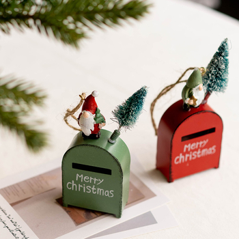 Ornamente de Crăciun din fier pentru brad, stil nordic — pandantive cu motif poștală și casă