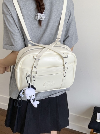 Harajuku inspirirana minimalistička ženska torba preko ramena velikog kapaciteta, Y2K jednobojna bowling torba i tote