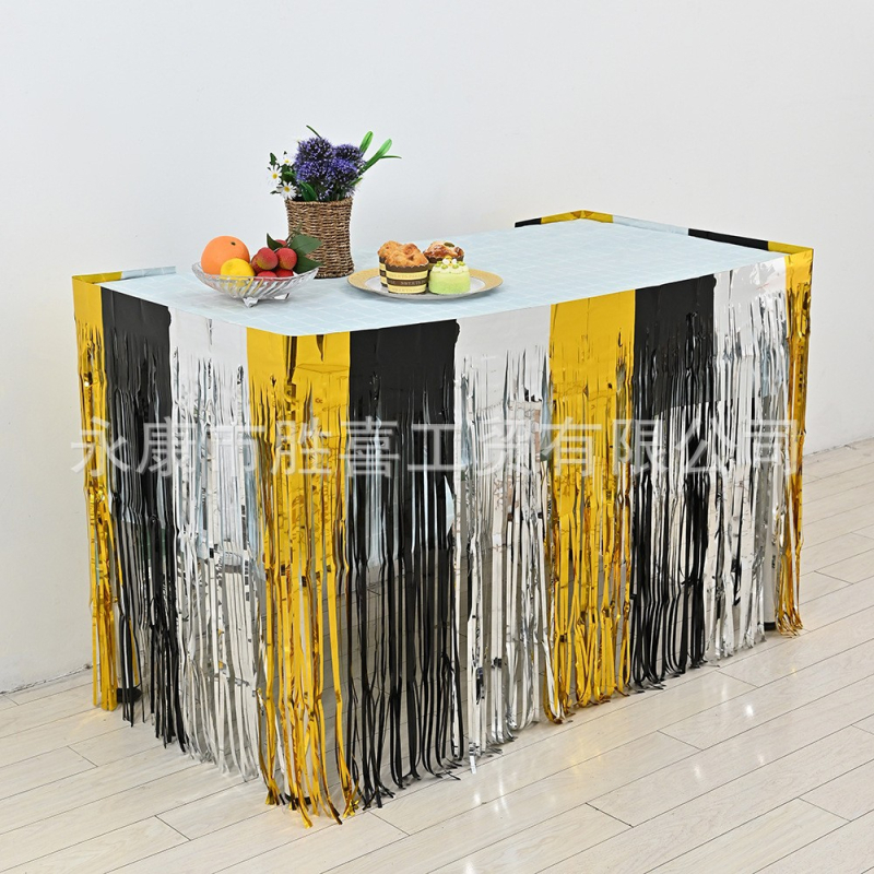 Fustă de masă color-block Rain Silk – roșu, alb și albastru, decor pentru petrecere de Ziua Independenței