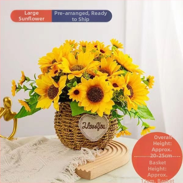 Flori de floarea-soarelui artificiale, buchet pentru masă, decor pentru living, aranjament floral din mătase