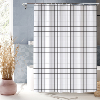 Cortină de duș impermeabilă din poliester 90 g, imprimare digitală, model simplu pentru baie