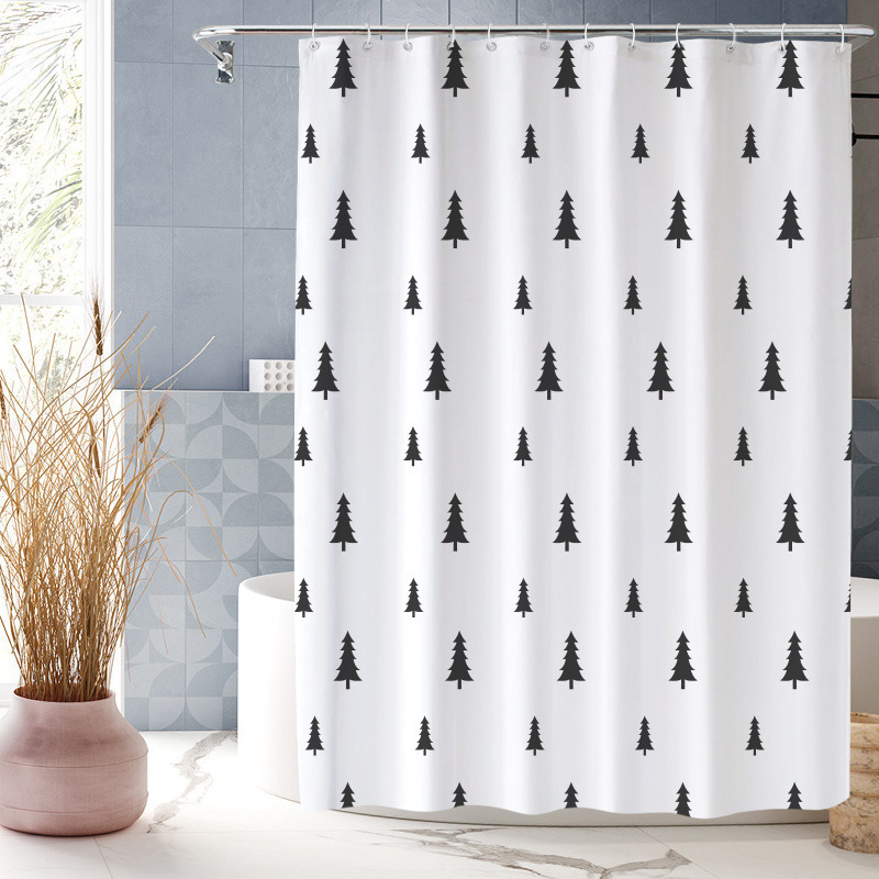 Cortină de duș impermeabilă din poliester 90 g, imprimare digitală, model simplu pentru baie
